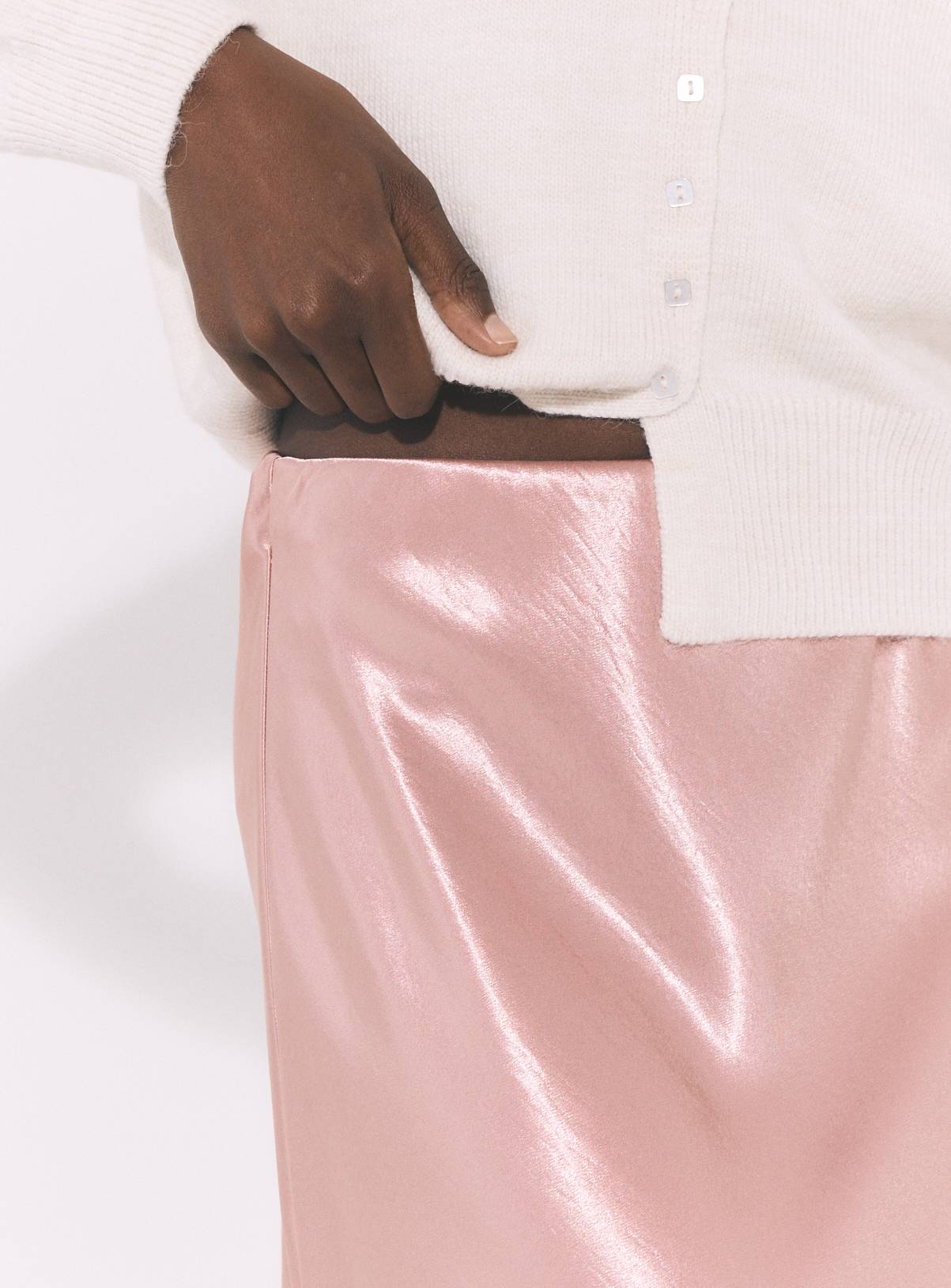 Pink Heavy Satin Midi Slip Skirt 18 - Image 3